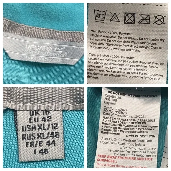 Regatta Womens Micro Fleece Size 12 Lightweight Pullover Turquoise 1/4 Zip Gorp - Picture 13 of 15
